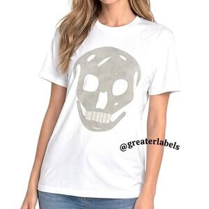 Alexander McQueen Leather Skull Appliqué T-Shirt 2010 Ltd Ed Rare Size S